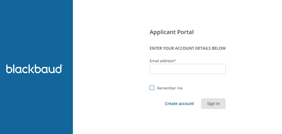 Application Portal screen shot